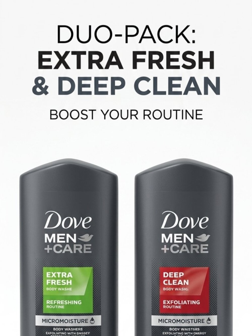 NWT - Dove Men+Care Body Wash Duo: Extra Fresh & Deep Clean (Set of 2)